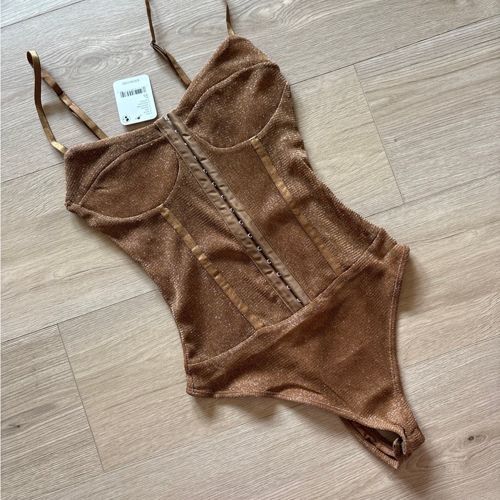 Free People Shimmer Night Corset Bodysuit BNWOT